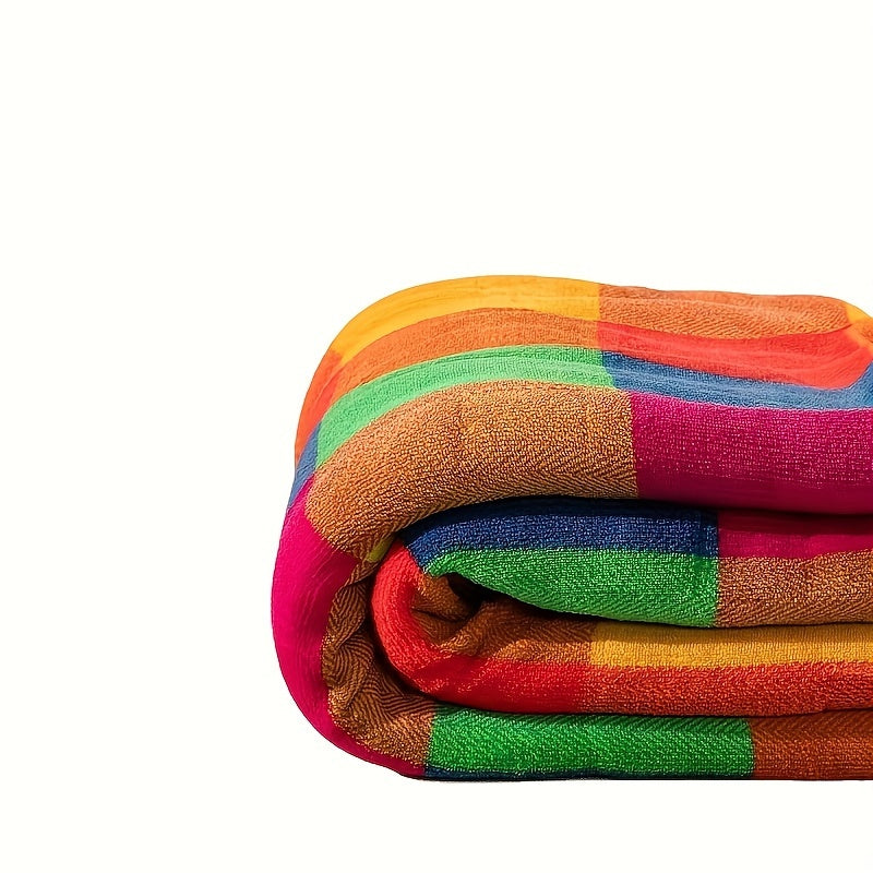 Siopsrl| Coral fleece blanket – Reversible thick Sherpa blanket with a colorful checkered pattern