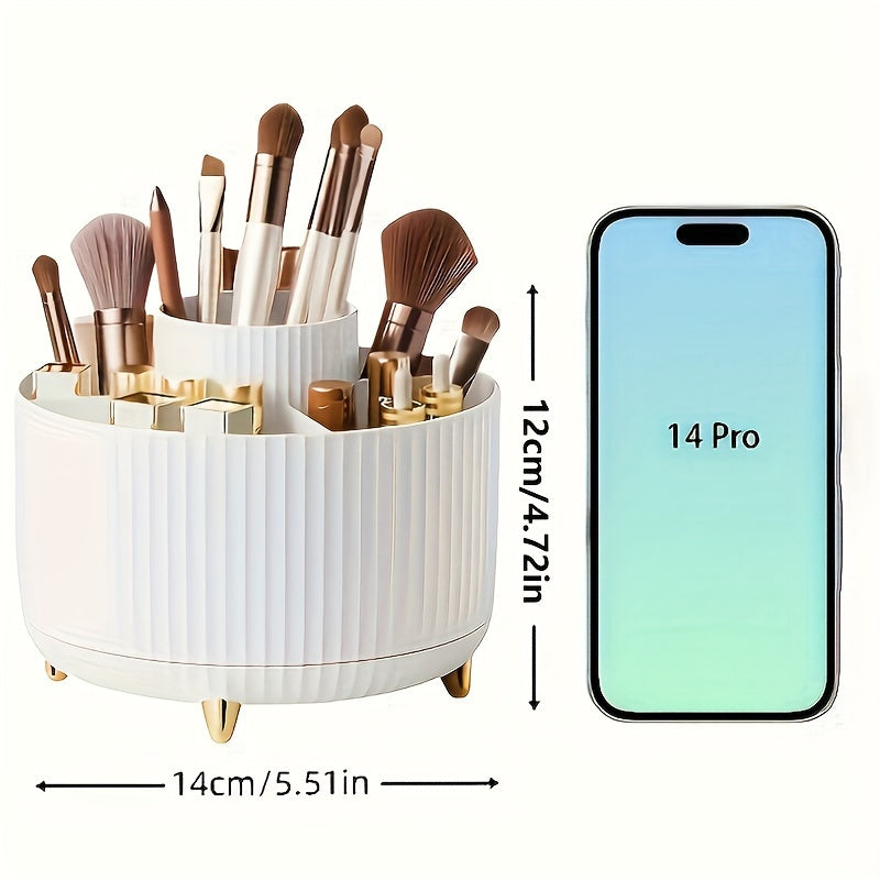 Siopsrl | GlamSpin – 360° Rotating Makeup & Desk Organiser with 5 Compartments