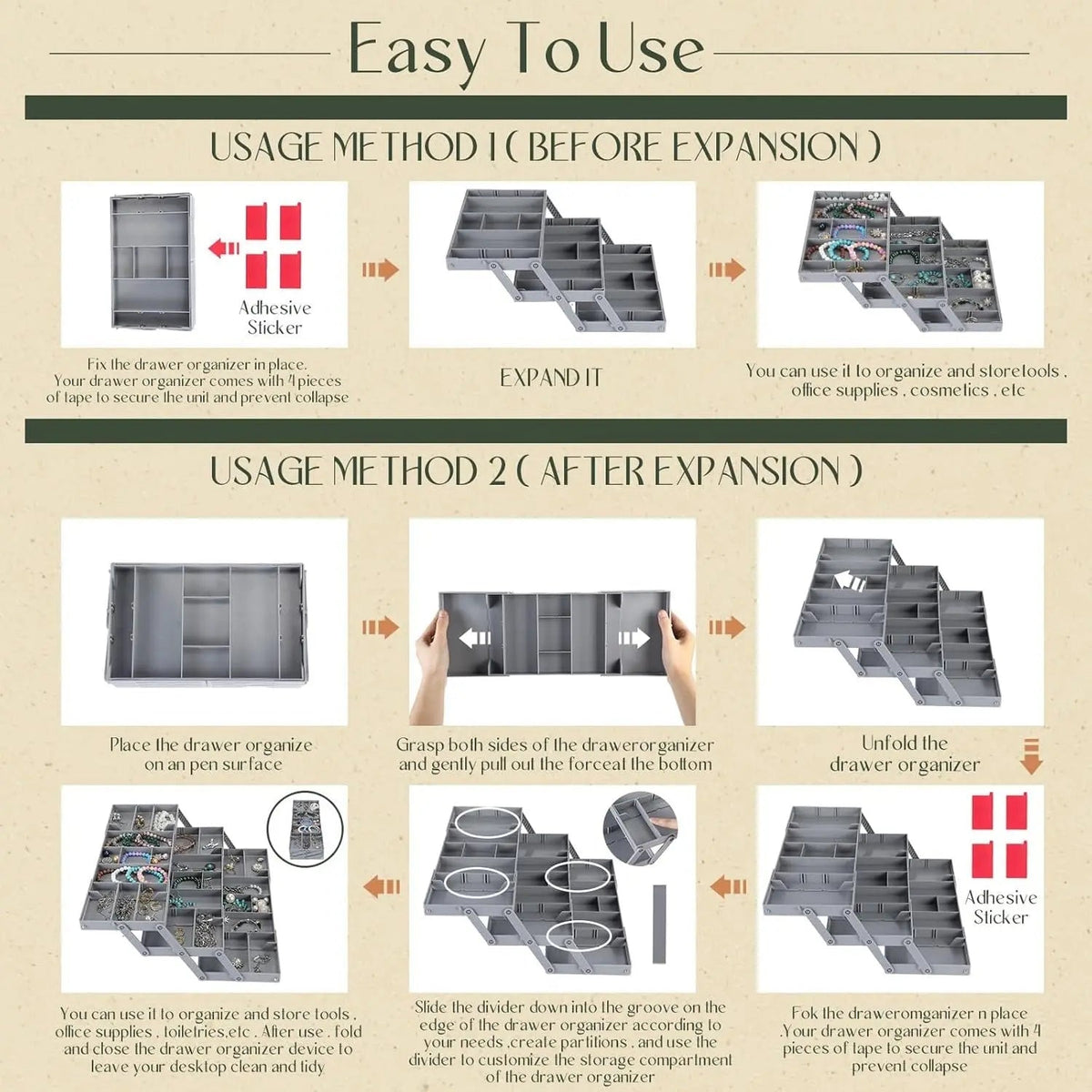 Siopsrl| 3-tier Smart Drawer Organizer – Makes optimal use of storage space