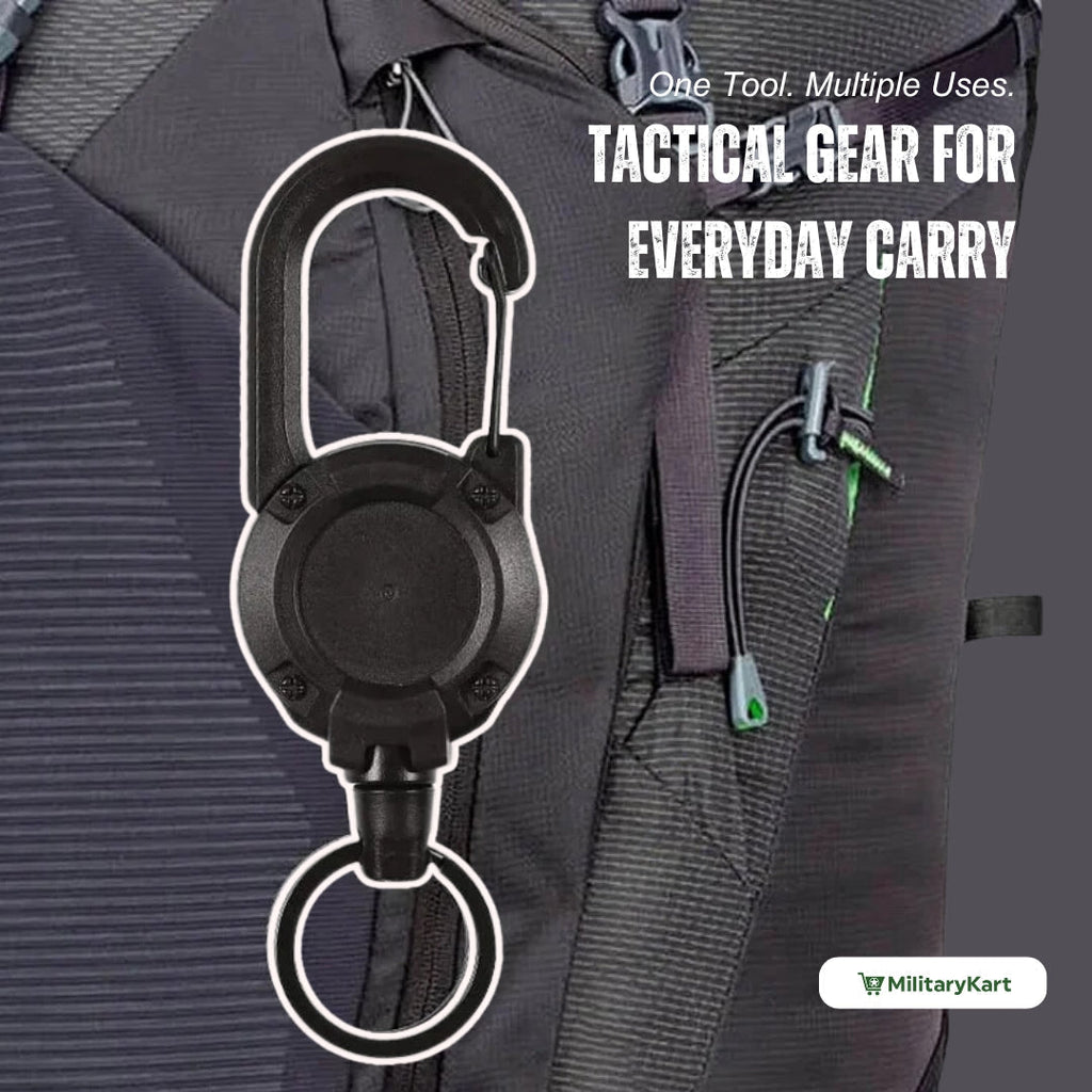 Siopsrl| Heavy-Duty Tactical Retractable Keychain – Multi-Use Outdoor Carabiner Tool