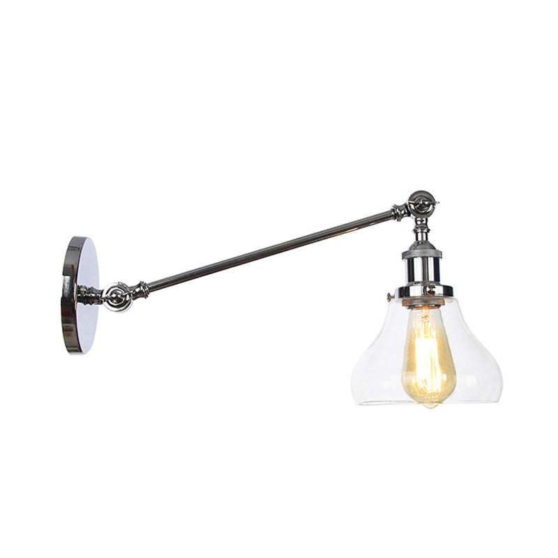 Siopsrl| 1 Light Indoor Lighting Fixture Farmhouse Black/Bronze/Brass Wall Lamp with Pear Clear Glass Shade, 8"/12" L Arm