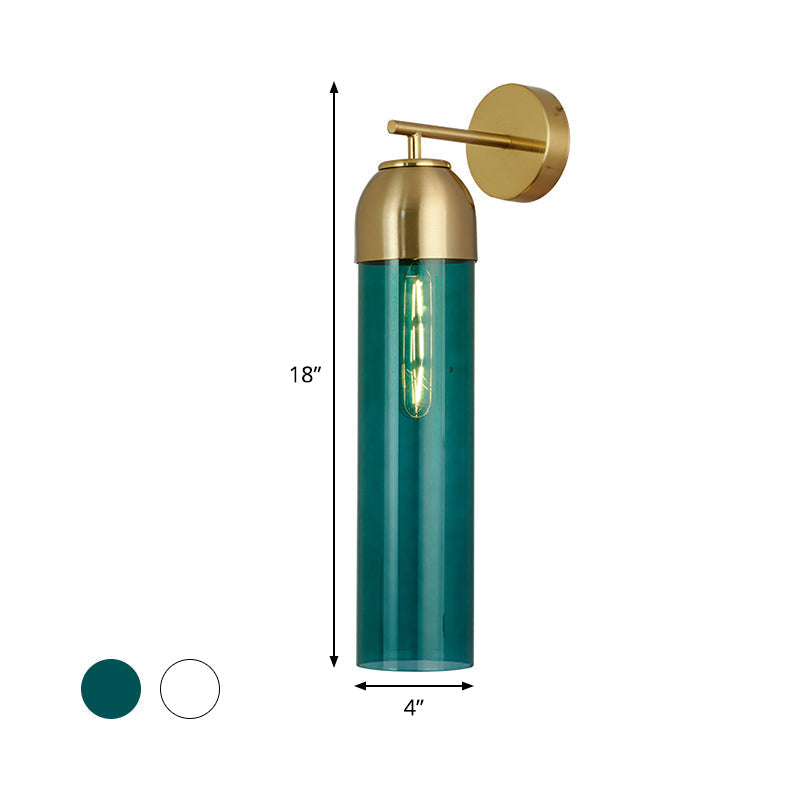 Siopsrl| Modernist Tubular Wall Light Cream/Green Glass 1 Head Living Room Wall Lighting with Metal Arm