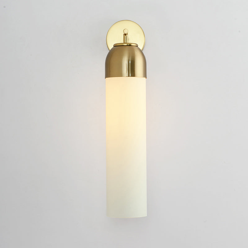 Siopsrl| Modernist Tubular Wall Light Cream/Green Glass 1 Head Living Room Wall Lighting with Metal Arm