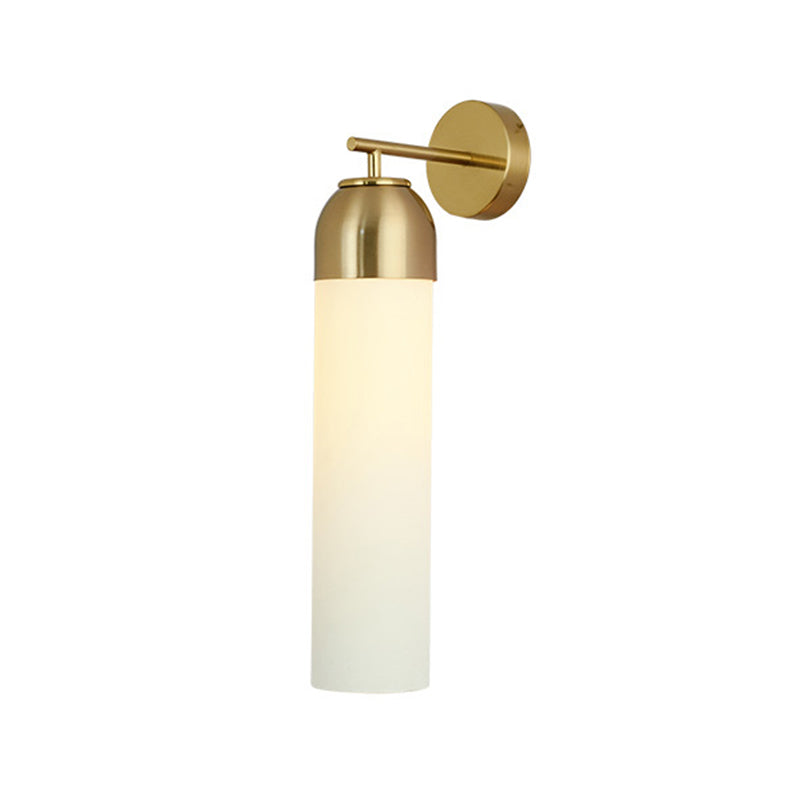 Siopsrl| Modernist Tubular Wall Light Cream/Green Glass 1 Head Living Room Wall Lighting with Metal Arm