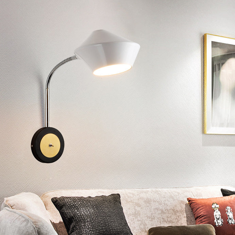 Siopsrl| Urn Wall Light Contemporary Metal 1-Bulb Wall-Mounted Lighting in Black and White