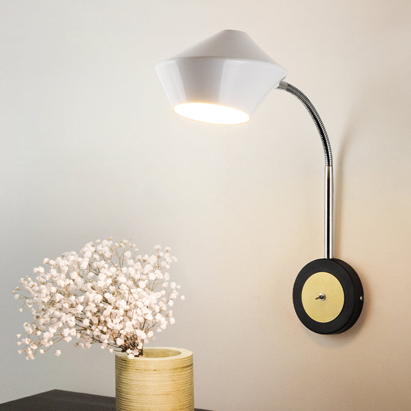 Siopsrl| Urn Wall Light Contemporary Metal 1-Bulb Wall-Mounted Lighting in Black and White
