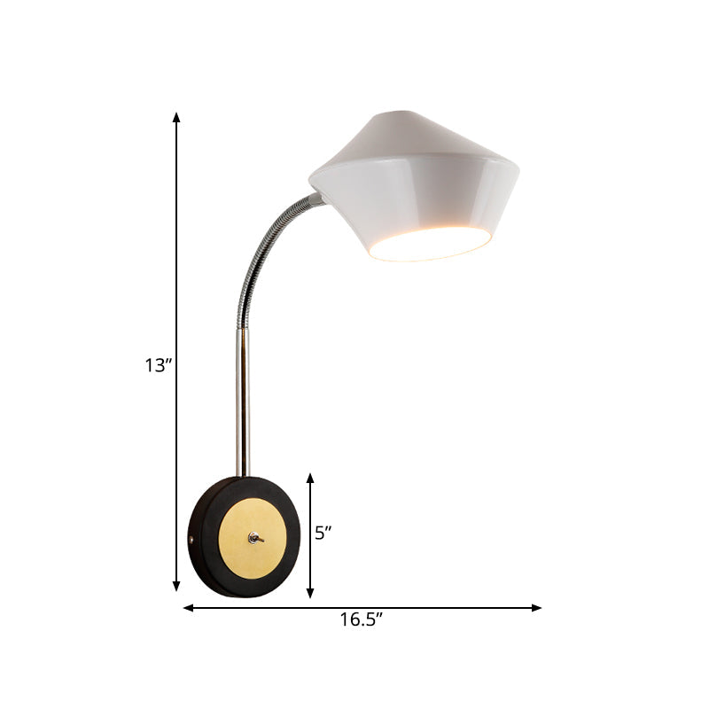 Siopsrl| Urn Wall Light Contemporary Metal 1-Bulb Wall-Mounted Lighting in Black and White