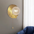 Siopsrl| Gold Sphere Metal Wall Lighting Modernistic 1 Bulb Dimple Glass LED Wall Mount Light Fixture