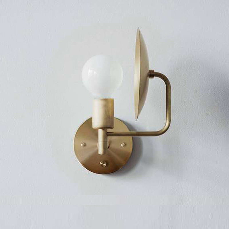 Siopsrl| Modern Bare Bulb Metal Wall Lamp 1 Head LED Wall Light Fixture in Gold for the Living Room