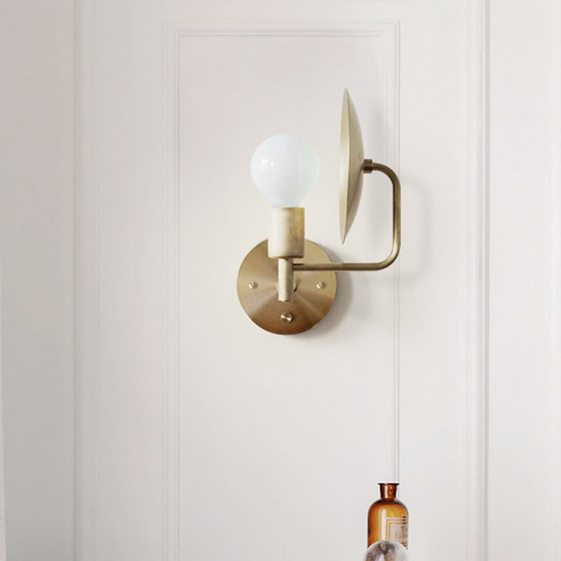 Siopsrl| Modern Bare Bulb Metal Wall Lamp 1 Head LED Wall Light Fixture in Gold for the Living Room