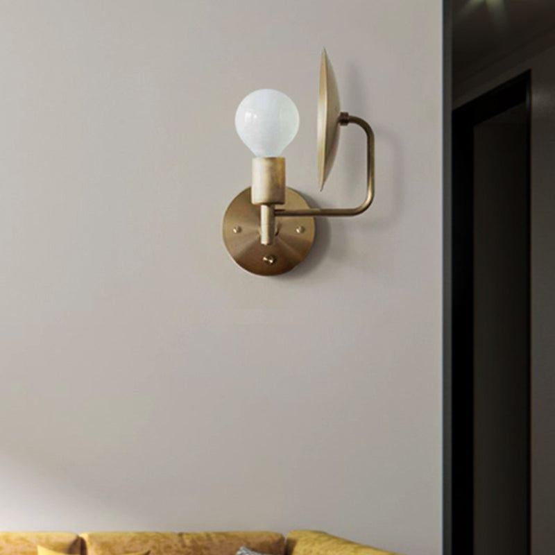 Siopsrl| Modern Bare Bulb Metal Wall Lamp 1 Head LED Wall Light Fixture in Gold for the Living Room