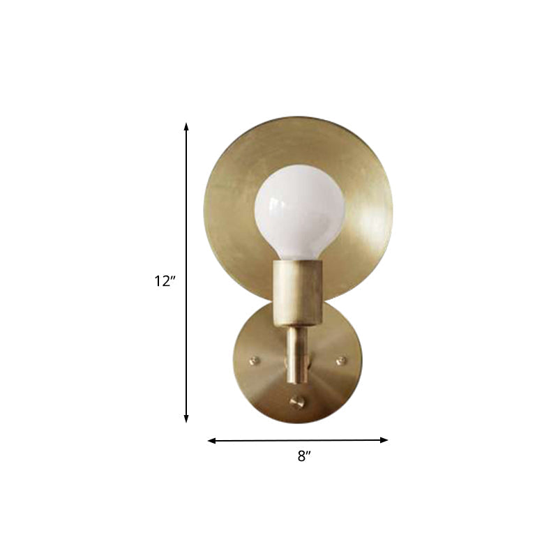 Siopsrl| Modern Bare Bulb Metal Wall Lamp 1 Head LED Wall Light Fixture in Gold for the Living Room