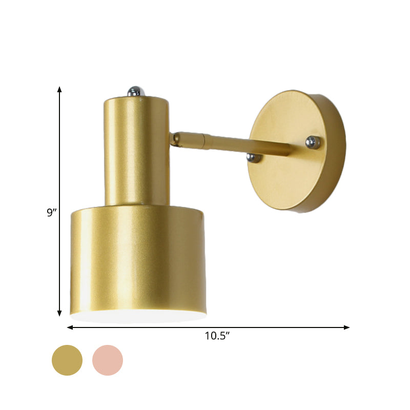 Siopsrl| Simplicity 1-Bulb Wall Lighting Gold/Rose Gold Cylinder Wall Light with Metal Shade for the Bedroom