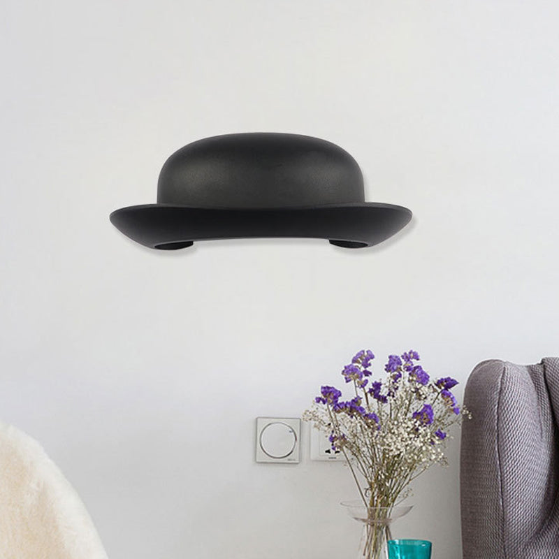 Siopsrl| LED Bedroom Wall Light Modernism Black Wall Lighting with Hat Metal Shade in Warm/Natural Light