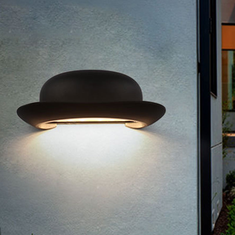 Siopsrl| LED Bedroom Wall Light Modernism Black Wall Lighting with Hat Metal Shade in Warm/Natural Light
