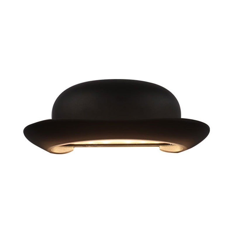 Siopsrl| LED Bedroom Wall Light Modernism Black Wall Lighting with Hat Metal Shade in Warm/Natural Light