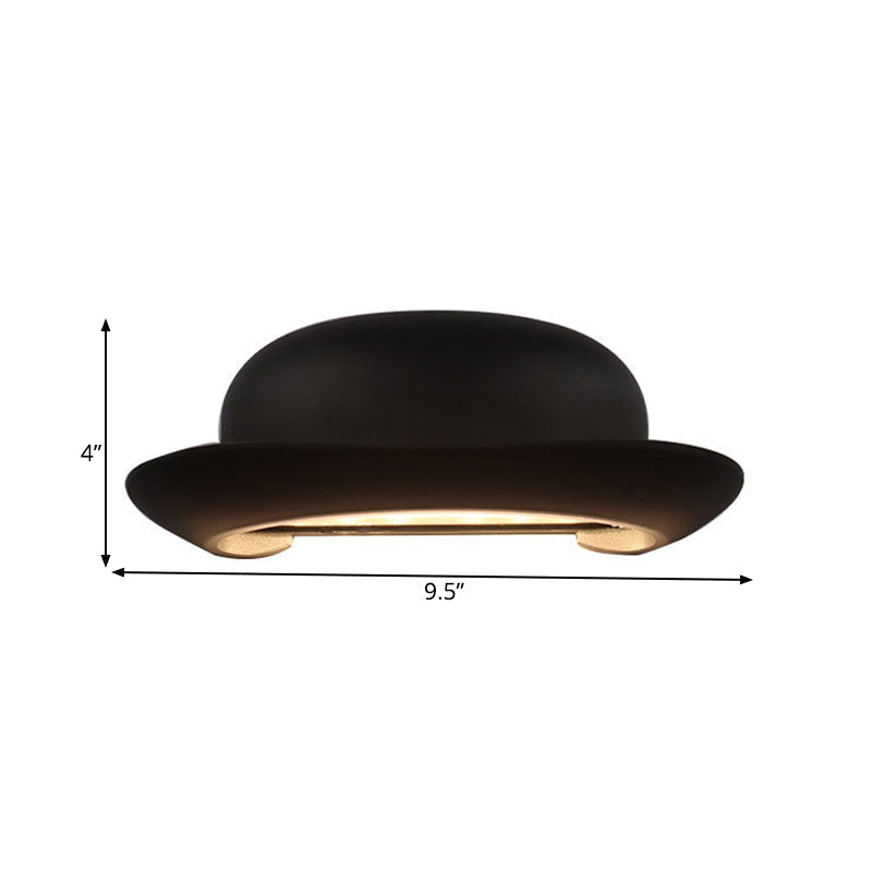 Siopsrl| LED Bedroom Wall Light Modernism Black Wall Lighting with Hat Metal Shade in Warm/Natural Light