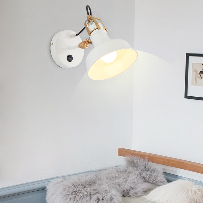 Siopsrl| White Barn Wall Sconces Lighting Contemporary Metallic 1 Light Wall Mounted Fixture with Switch