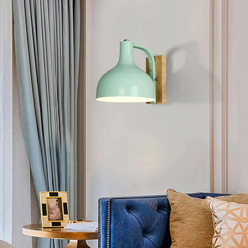 Siopsrl| Barn Shade Wall Mount Light Nordic Metal 1 Head 7.5" B White/Pink/Blue/Green Wall Lighting Fixture for Bedroom Nightstand