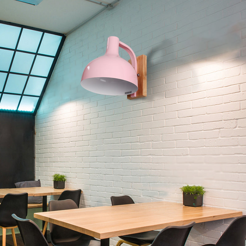 Siopsrl| Barn Shade Wall Mount Light Nordic Metal 1 Head 7.5" B White/Pink/Blue/Green Wall Lighting Fixture for Bedroom Nightstand