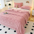 Siopsrl| Leaf Embroidery Fleece Winter Blanket
