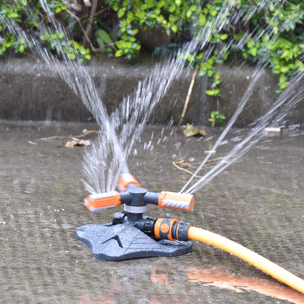Siopsrl| Rotatable Garden Sprinkler with 3 Nozzles – Efficient Watering Sprinkler for Lawns and Gardens