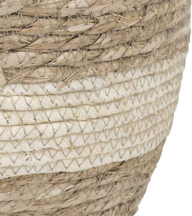 Siopsrl| Decorative plant baskets made of seagrass in a set of 3 – Handwoven flower pots with foil insert