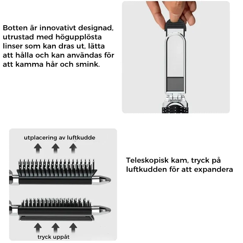 siopsrl | MirrorFlex Travel Mirror Hair Brush | Foldable & Compact | Practical Styling on the Go