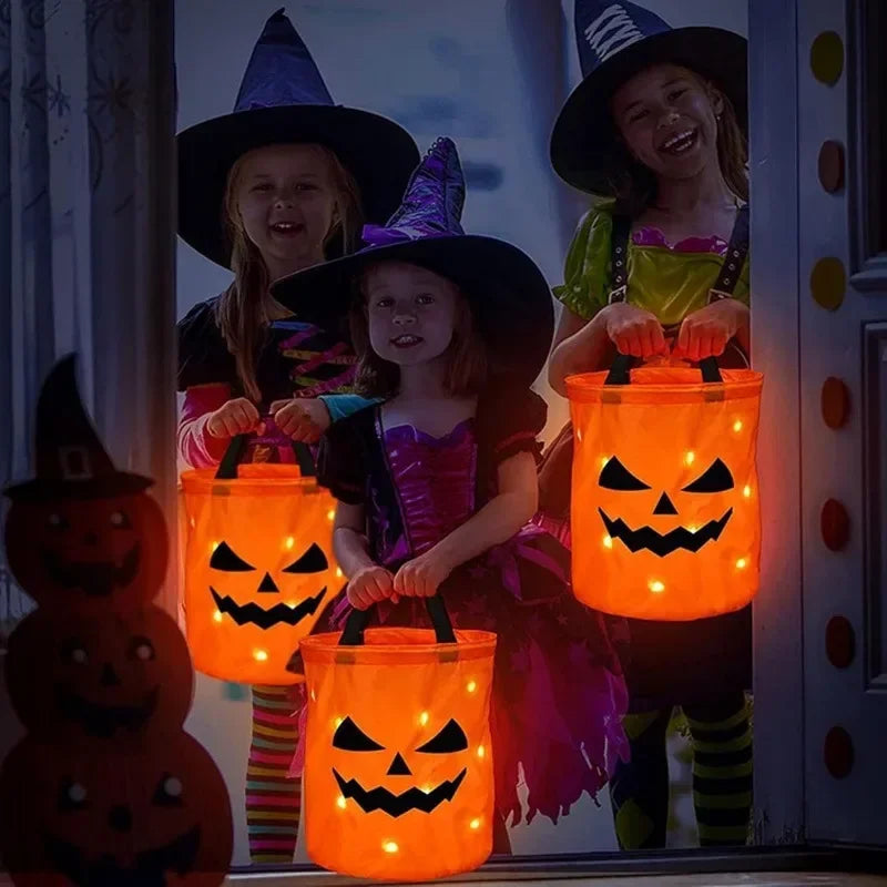 Siopsrl| Halloween Treat Bag LED Pumpkin Candy Bucket