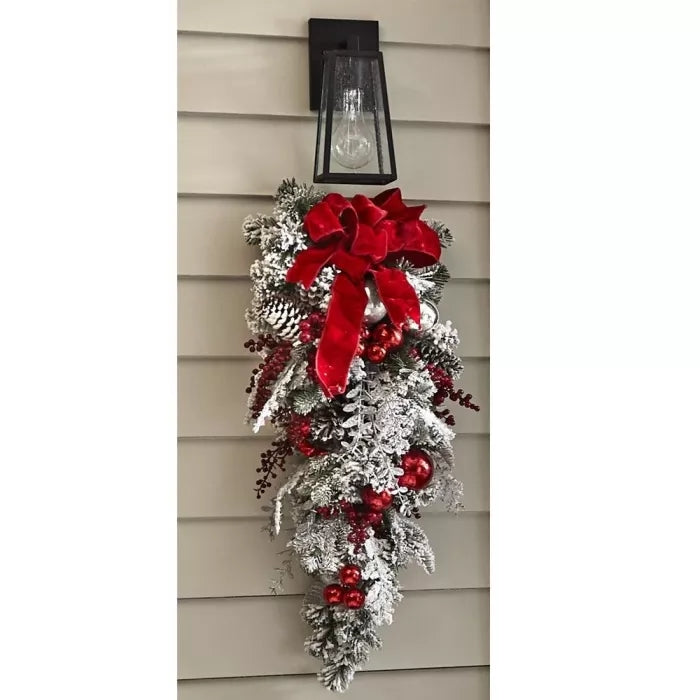 siopsrl | Cordless Prelit Holiday Trim | LED Lights, Auto-Timer & Premium Red/White Decor