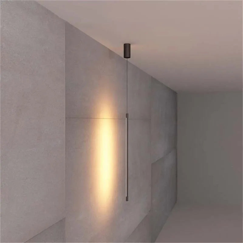 Siopsrl| Pendant Light Slim Black Metal Bedroom Lamp