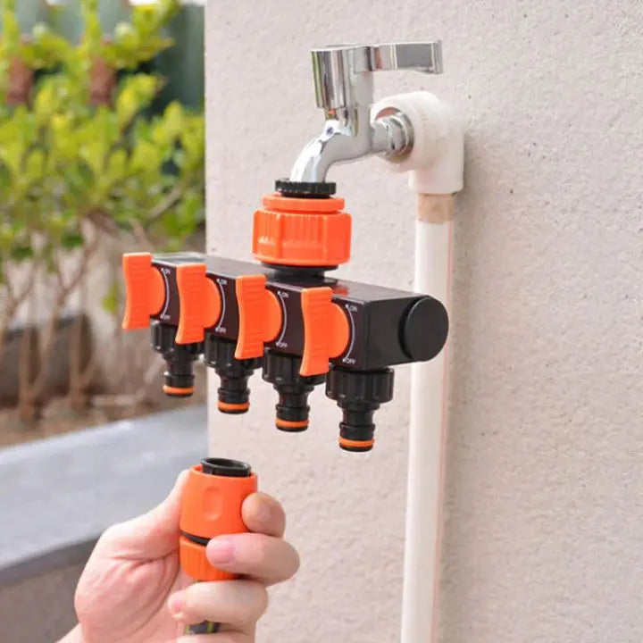 Siopsrl| 4-Way Garden Hose Connector – Efficient Watering for Your Garden