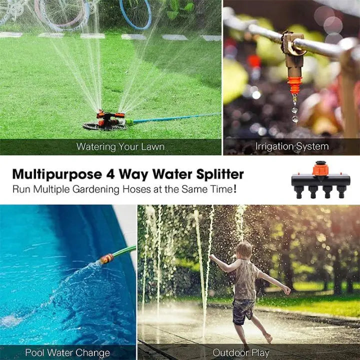 Siopsrl| 4-Way Garden Hose Connector – Efficient Watering for Your Garden