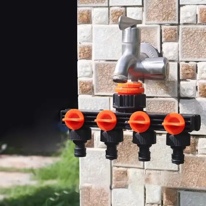 Siopsrl| 4-Way Garden Hose Connector – Efficient Watering for Your Garden