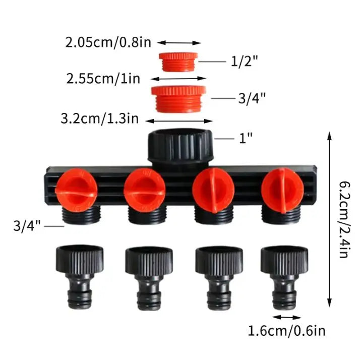 Siopsrl| 4-Way Garden Hose Connector – Efficient Watering for Your Garden