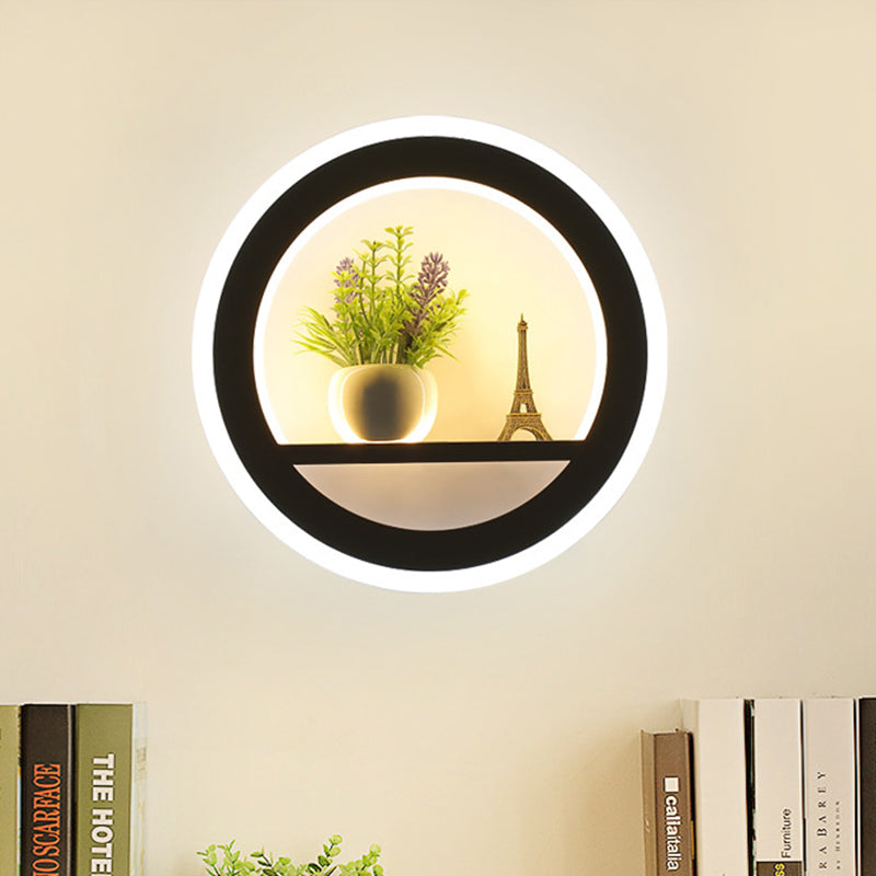 Siopsrl| Metal White Wall Lamp Circular 1 Head LED Industrial Wall Light Fixture