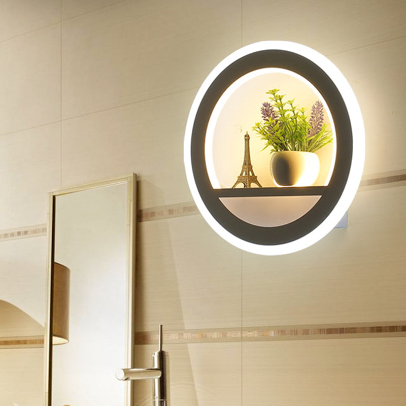 Siopsrl| Metal White Wall Lamp Circular 1 Head LED Industrial Wall Light Fixture