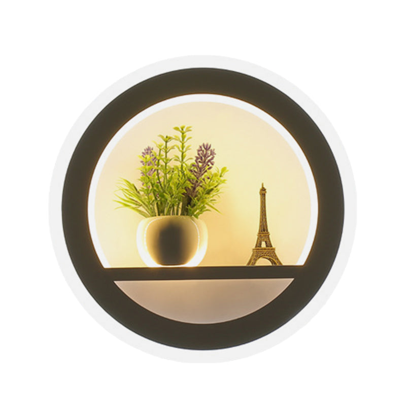 Siopsrl| Metal White Wall Lamp Circular 1 Head LED Industrial Wall Light Fixture