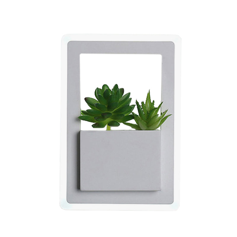 Siopsrl| Acrylic White Wall Lamp Round/Rectangular/Diamond LED Industrial Plant Wall Lighting Fixture in Warm/White Light