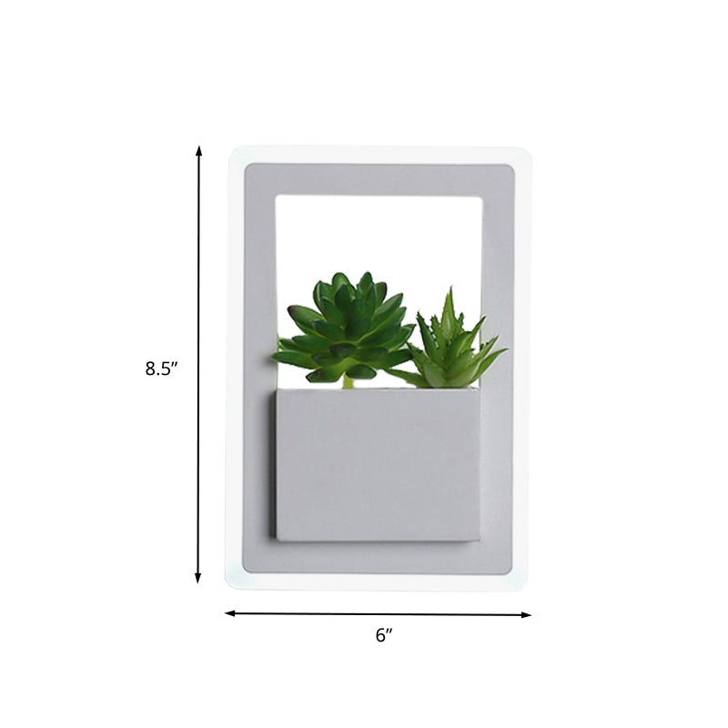 Siopsrl| Acrylic White Wall Lamp Round/Rectangular/Diamond LED Industrial Plant Wall Lighting Fixture in Warm/White Light