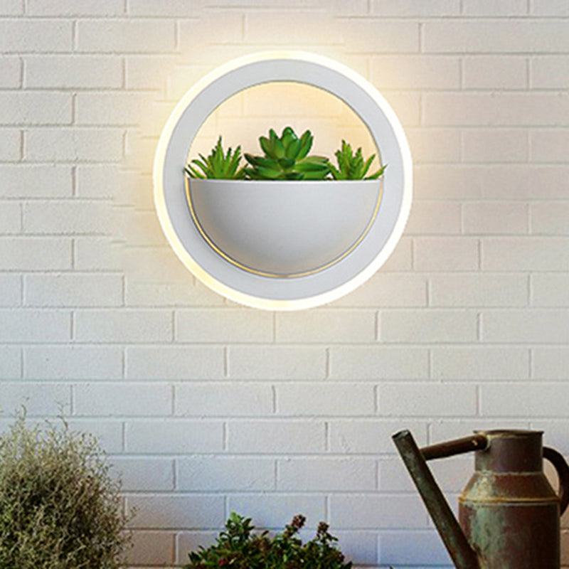 Siopsrl| Acrylic White Wall Lamp Round/Rectangular/Diamond LED Industrial Plant Wall Lighting Fixture in Warm/White Light