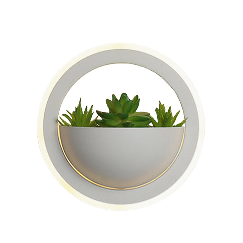 Siopsrl| Acrylic White Wall Lamp Round/Rectangular/Diamond LED Industrial Plant Wall Lighting Fixture in Warm/White Light