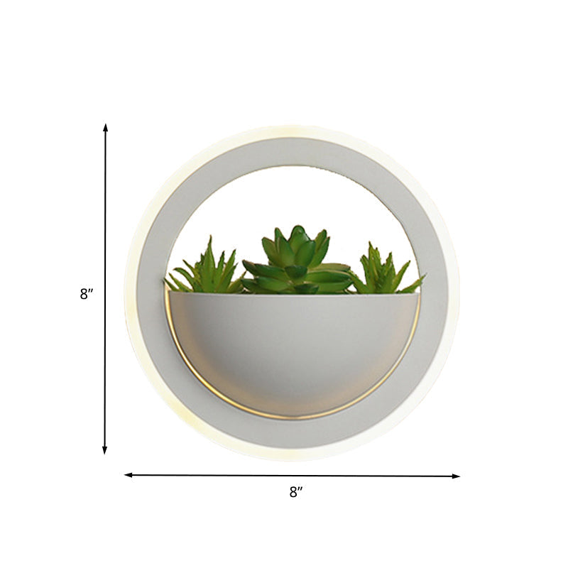 Siopsrl| Acrylic White Wall Lamp Round/Rectangular/Diamond LED Industrial Plant Wall Lighting Fixture in Warm/White Light