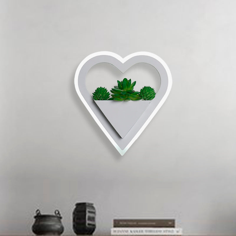 Siopsrl| Acrylic White Wall Lamp Round/Rectangular/Diamond LED Industrial Plant Wall Lighting Fixture in Warm/White Light