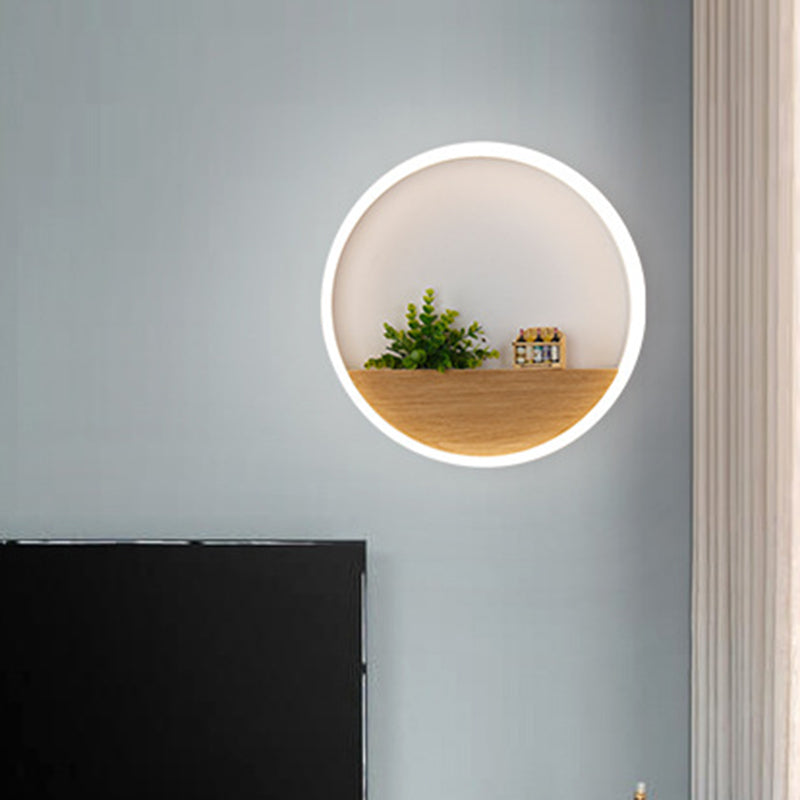 Siopsrl| LED Acrylic Wall Light Simple White Round Living Room Plants Wall Mount Light, 8"/12"/16" Diameter