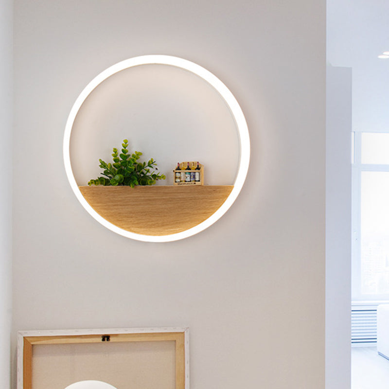 Siopsrl| LED Acrylic Wall Light Simple White Round Living Room Plants Wall Mount Light, 8"/12"/16" Diameter