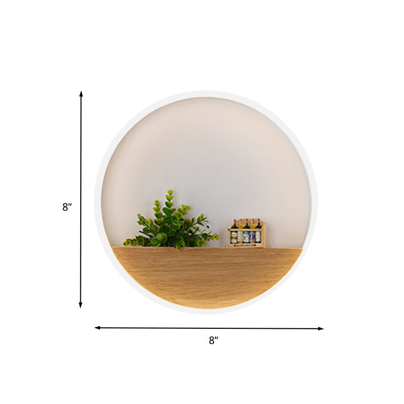 Siopsrl| LED Acrylic Wall Light Simple White Round Living Room Plants Wall Mount Light, 8"/12"/16" Diameter