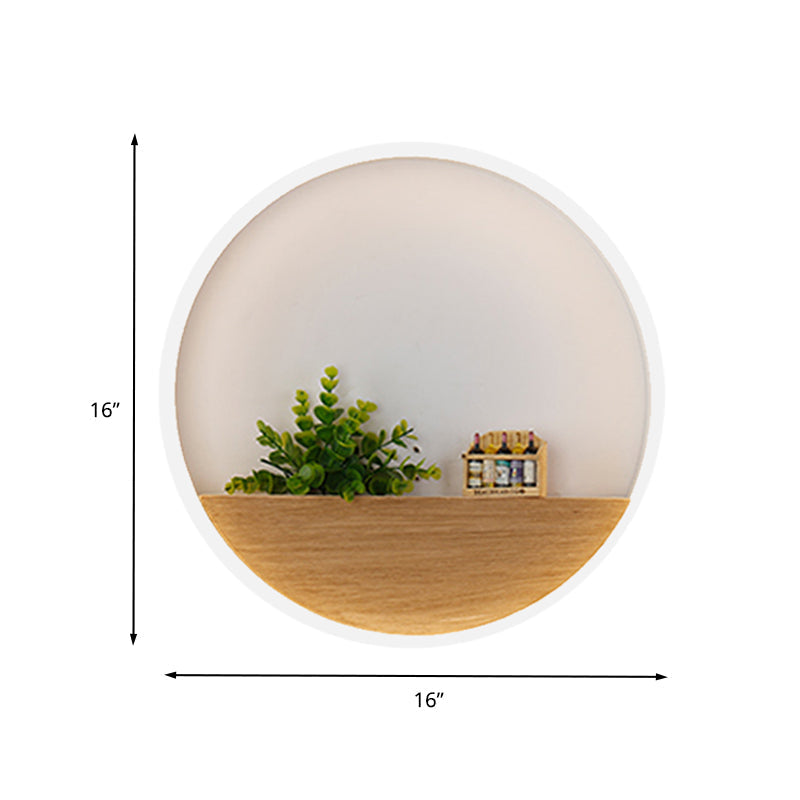 Siopsrl| LED Acrylic Wall Light Simple White Round Living Room Plants Wall Mount Light, 8"/12"/16" Diameter