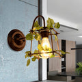 Siopsrl| 1 Light Wall Lighting Fixture Industrial Diamond / Globe / Square Metal LED Wall Lamp Sconces in Black with Plants