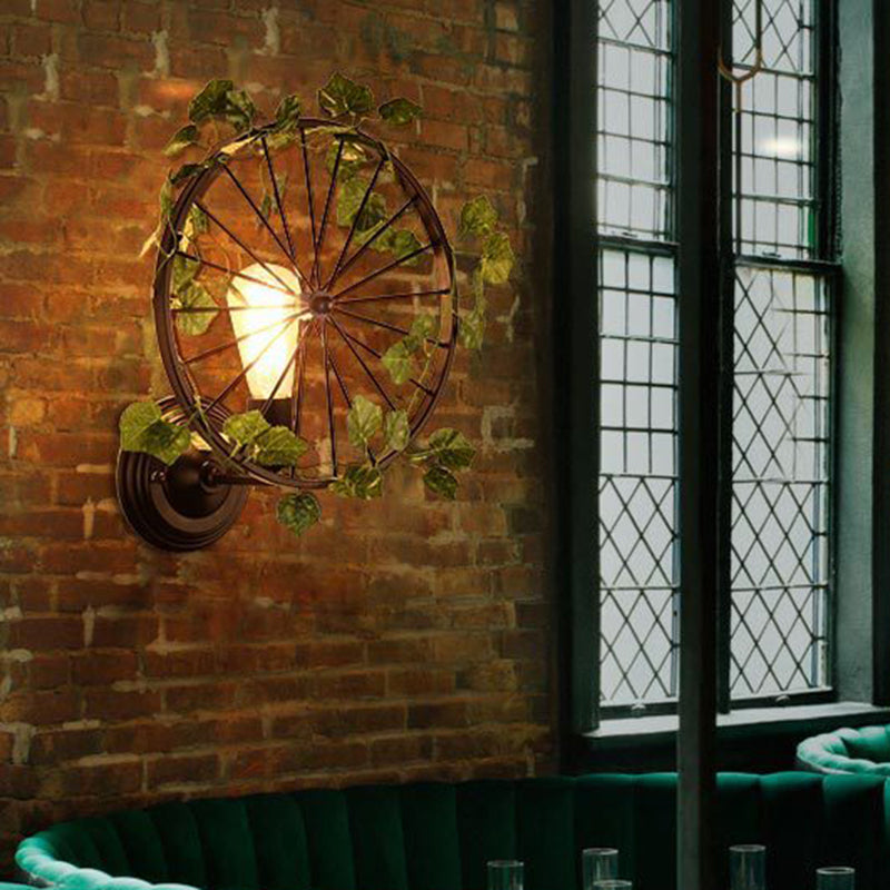 Siopsrl| 1 Light Wall Lighting Fixture Industrial Diamond / Globe / Square Metal LED Wall Lamp Sconces in Black with Plants